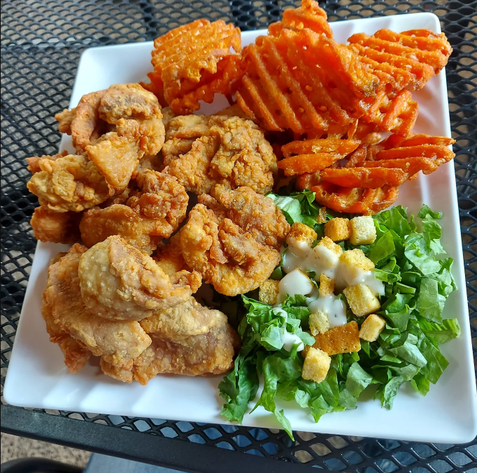 Chicharrones de pollo con batata